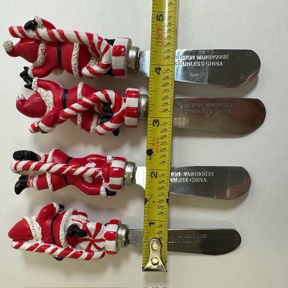 Boston Warehouse Peppermint Parade Santa Cheese Spreader set/4 Christmas Holiday - Picture 15 of 16